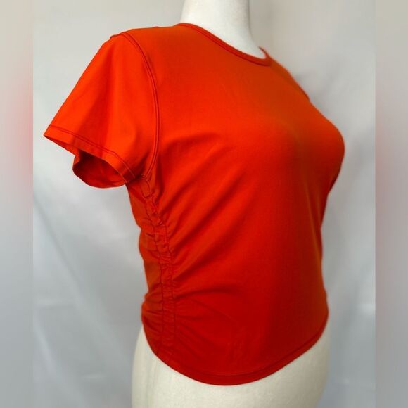 Lululemon Orange-Red Ruched Tee - Picture 2 of 7